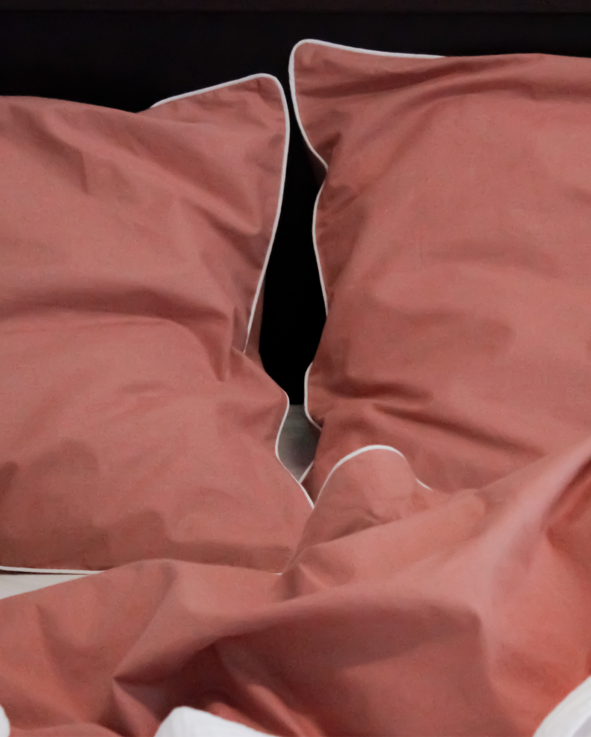 Classic Percale Duvet Cover- Peach with White Piped Edge