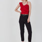 Women's Black One Shoulder Patterned Blouse