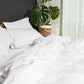 Classic Percale Duvet Cover- White with Peach Piped Edge