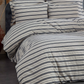 Linen Double Striped Duvet Cover Set - Blue