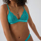 Lined Triangle Lace Bra Panty Set - Turquoise