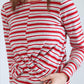 Cross Front Long Sleeve Striped Pyjama Set Red Grey