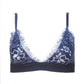 Athena Bralette Triangle Embroidery Lace Bra - Dark Blue