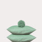 Classic Percale - Fitted Sheet Set- Jade Green with White Piped Edge