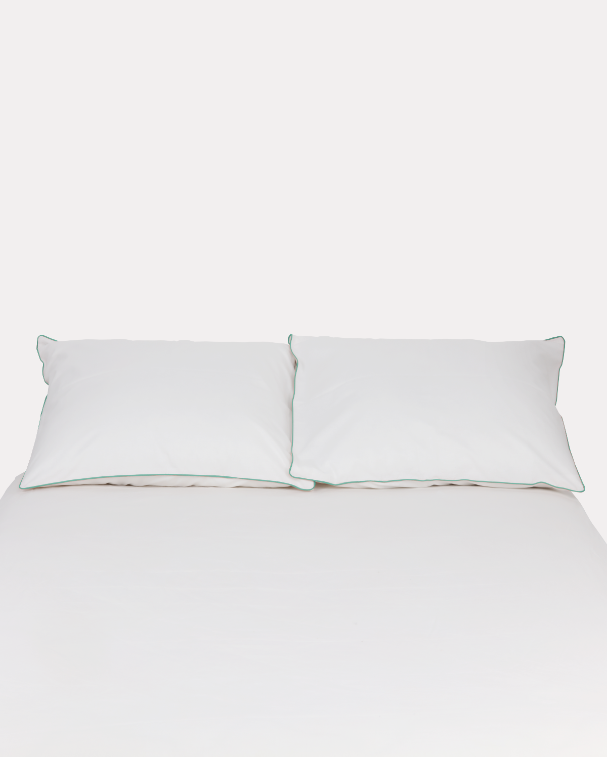 Classic Percale - Core Bedding Set - White with Jade Green Piped Edge