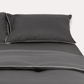 Classic Percale - Duvet Cover Set- Anthracite with White Piped Edge