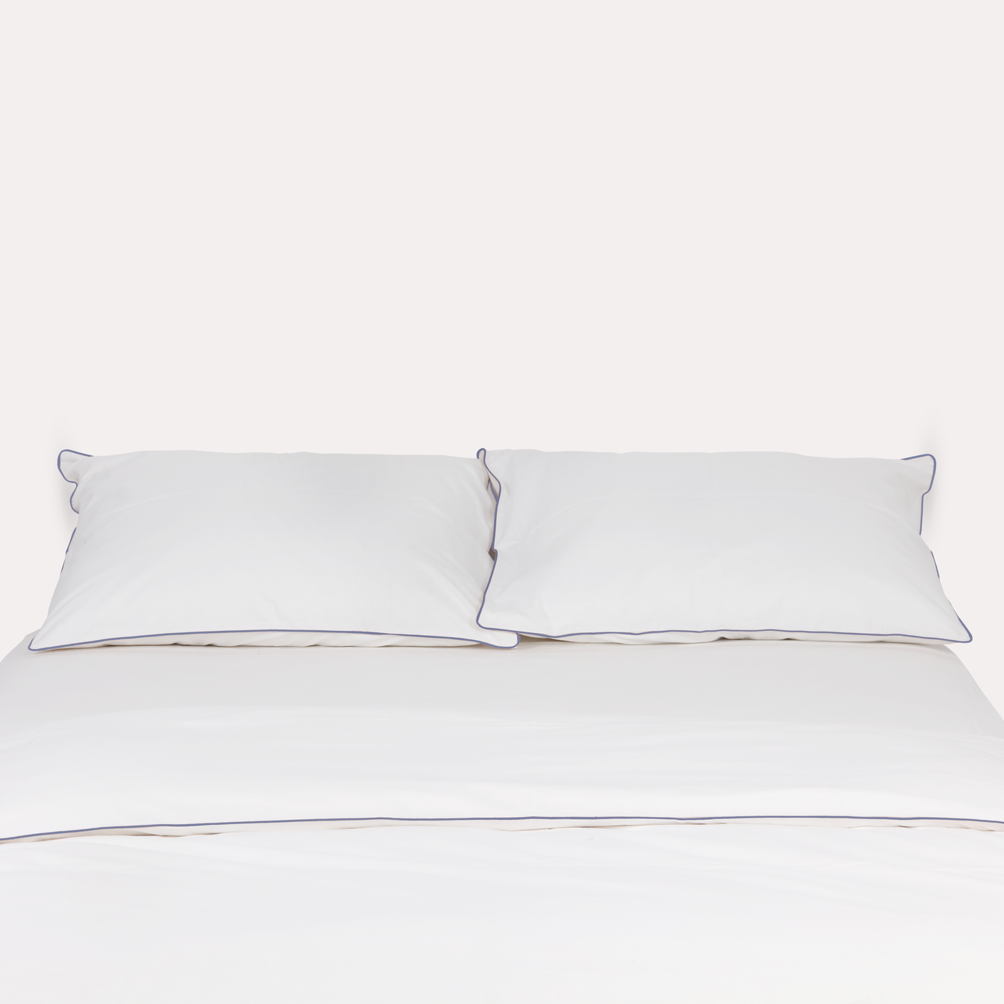 Classic Percale Pillowcase 2pcs- White with Navy Blue Pipe Edge