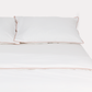 Classic Percale - Duvet Cover Set - White with Peach Piped Edge