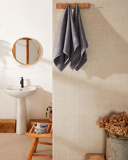 Spa Cotton Bathrobe Set 3 pcs - Dark Grey - Ocoza