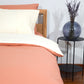 Reversible Percale Duvet Cover- Peach & Ecru