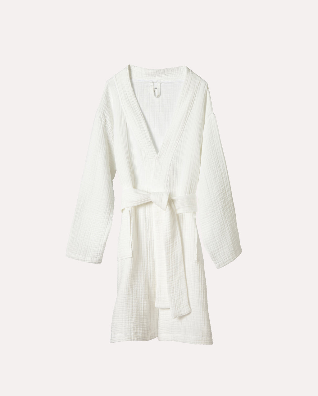 Muslin Cotton Bathrobe - White - Ocoza