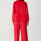 Long Sleeve Velvet Pyjama Set - Red