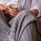 Sea Sand Cotton Blanket Set- Blue & White
