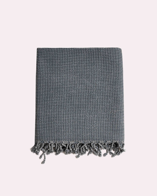 Waffle Cotton Blanket - Indigo