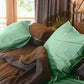 Classic Percale Pillowcase 2pcs- Jade Green with White Pipe Edge